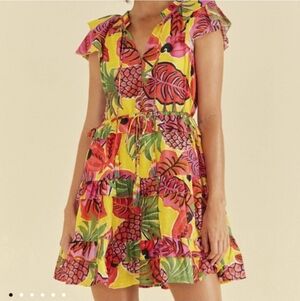 Farm Rio Fruit Dream Ruffle Mini Dress, Sz S